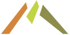 Mitchell County Chamber of Commerce Logo - 3 Peaks Mountains Orange, Lime and Olive Green