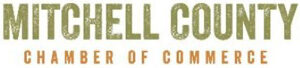 Mitchell County Chamber of Commerce Text in Olive and Orange